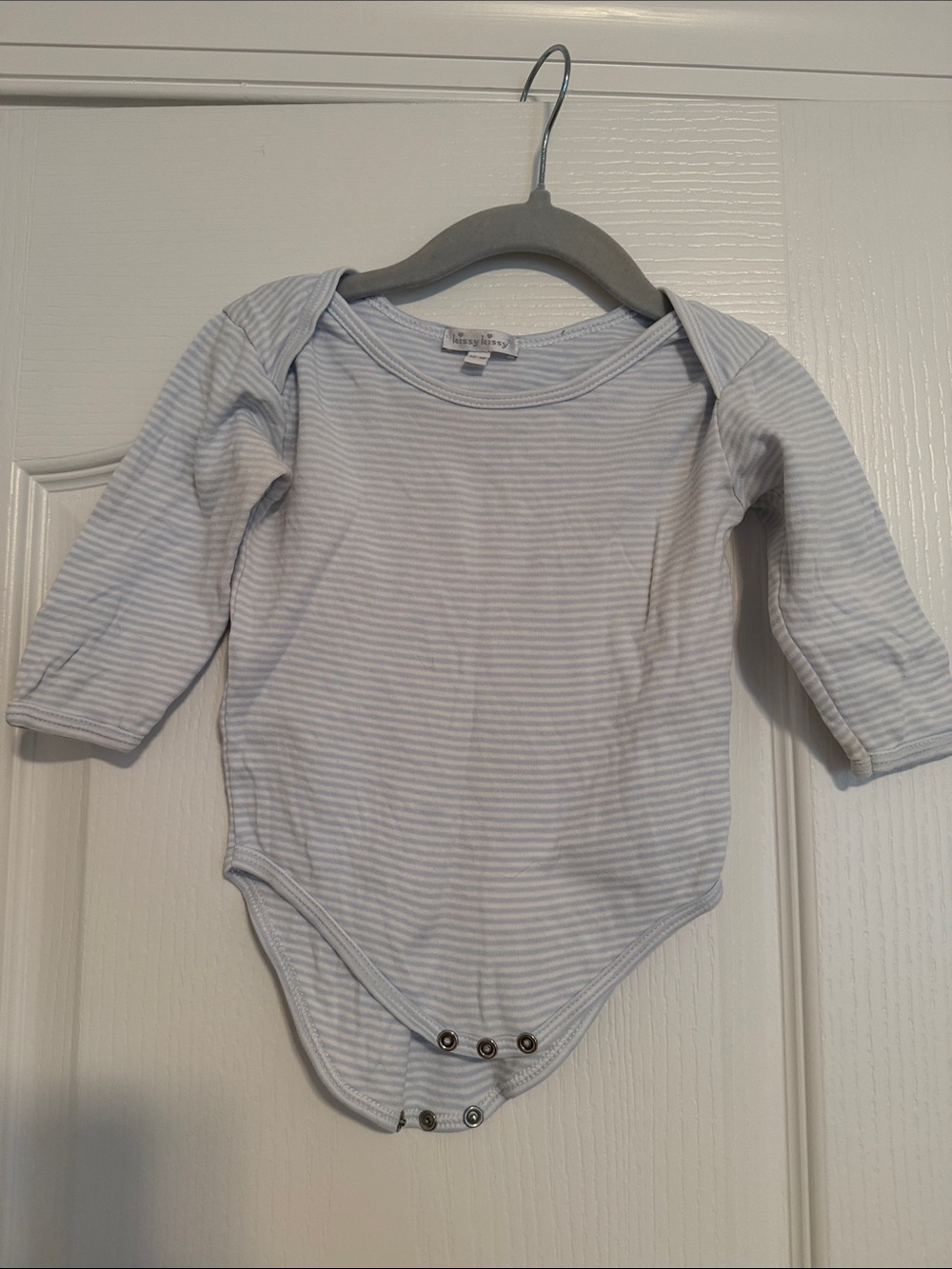 Kissy Kissy Pale Blue & White Striped Long-Sleeve One-Piece